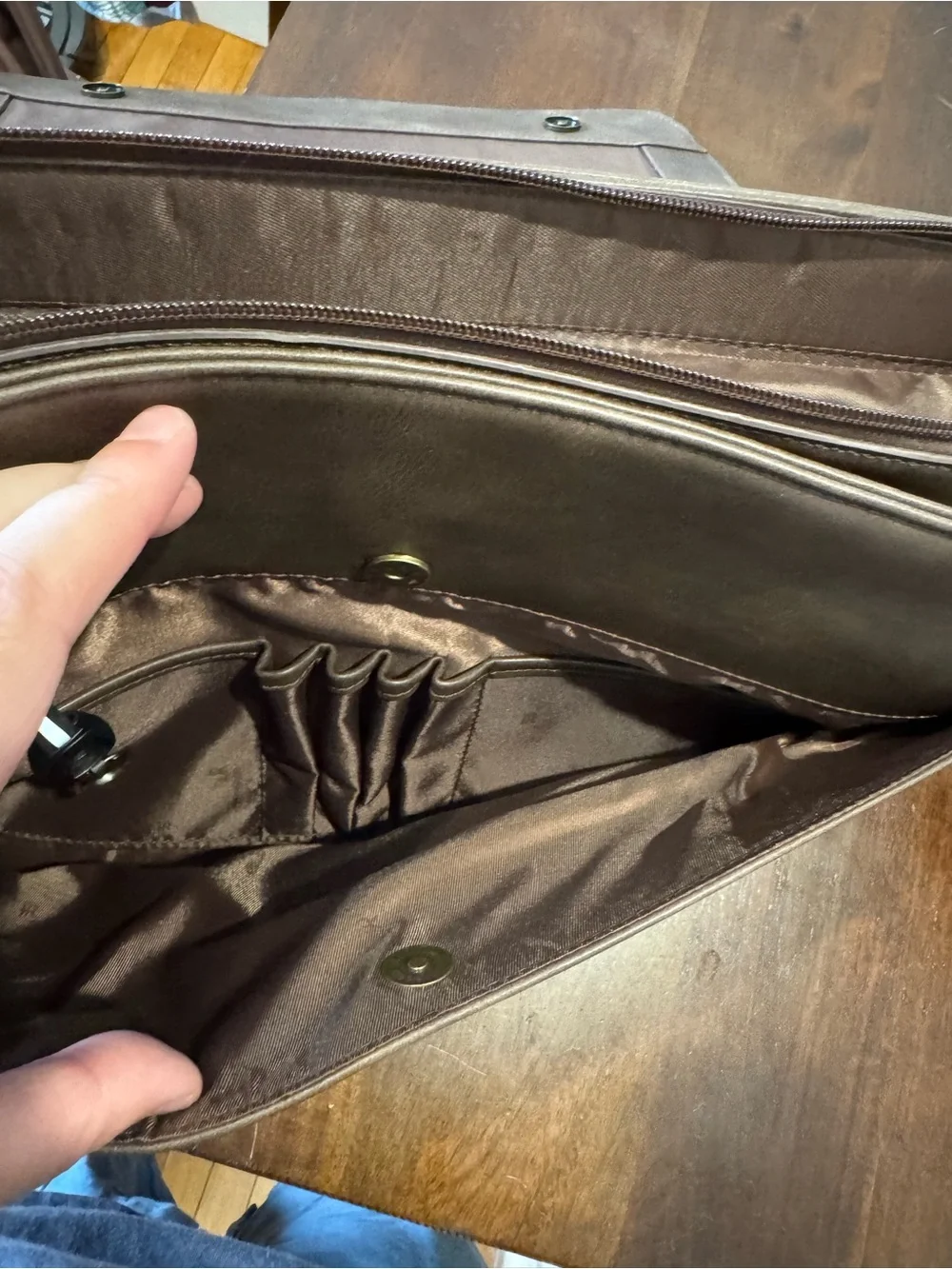 Rainsmore Dark Brown Men's Messenger Briefcase with Top Handle